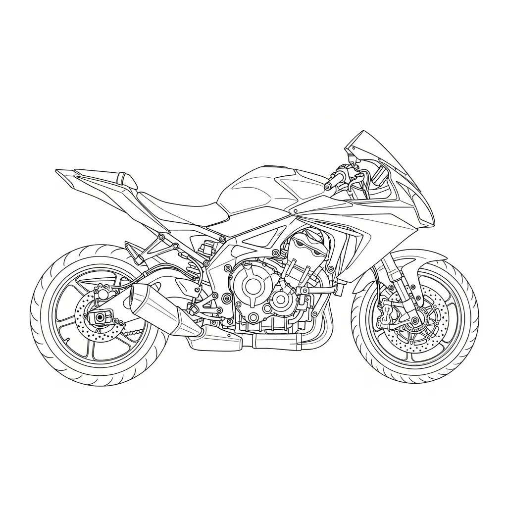 Sport Motorcycle Line Art Coloring Page (1)