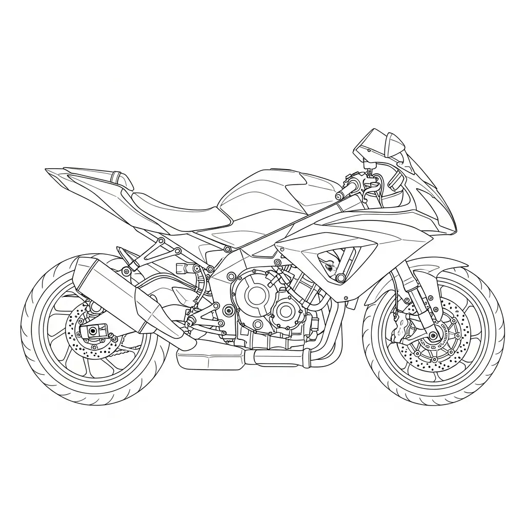 Sport Motorcycle Line Art Coloring Page (2)