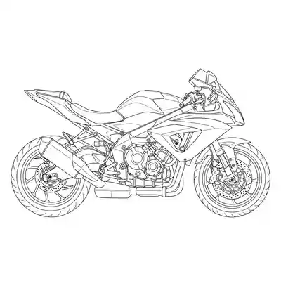 Sport Motorcycle Line Art Coloring Page (2)