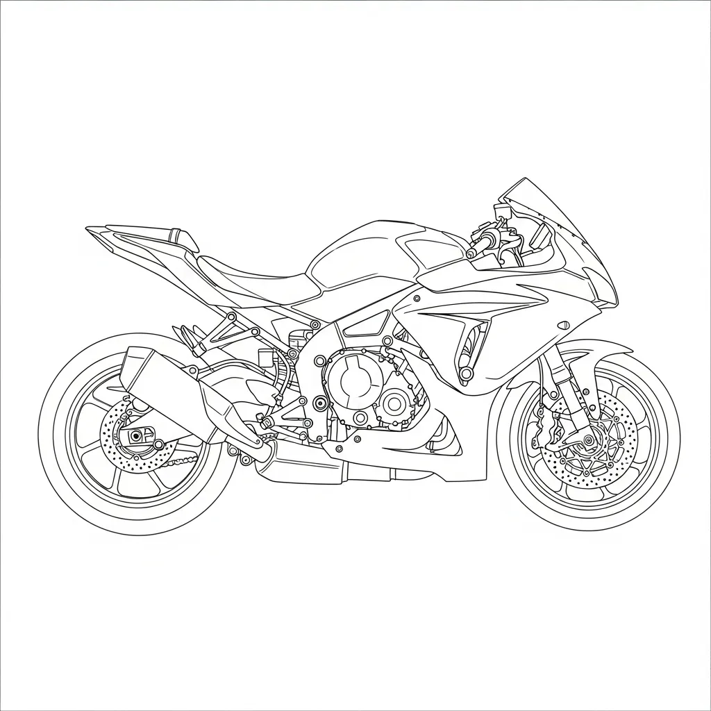 Sport Motorcycle Line Art Coloring Page (4)