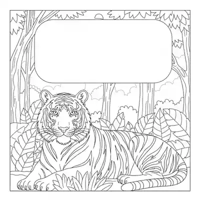 Tiger Resting in Dense Jungle Foliage (2)