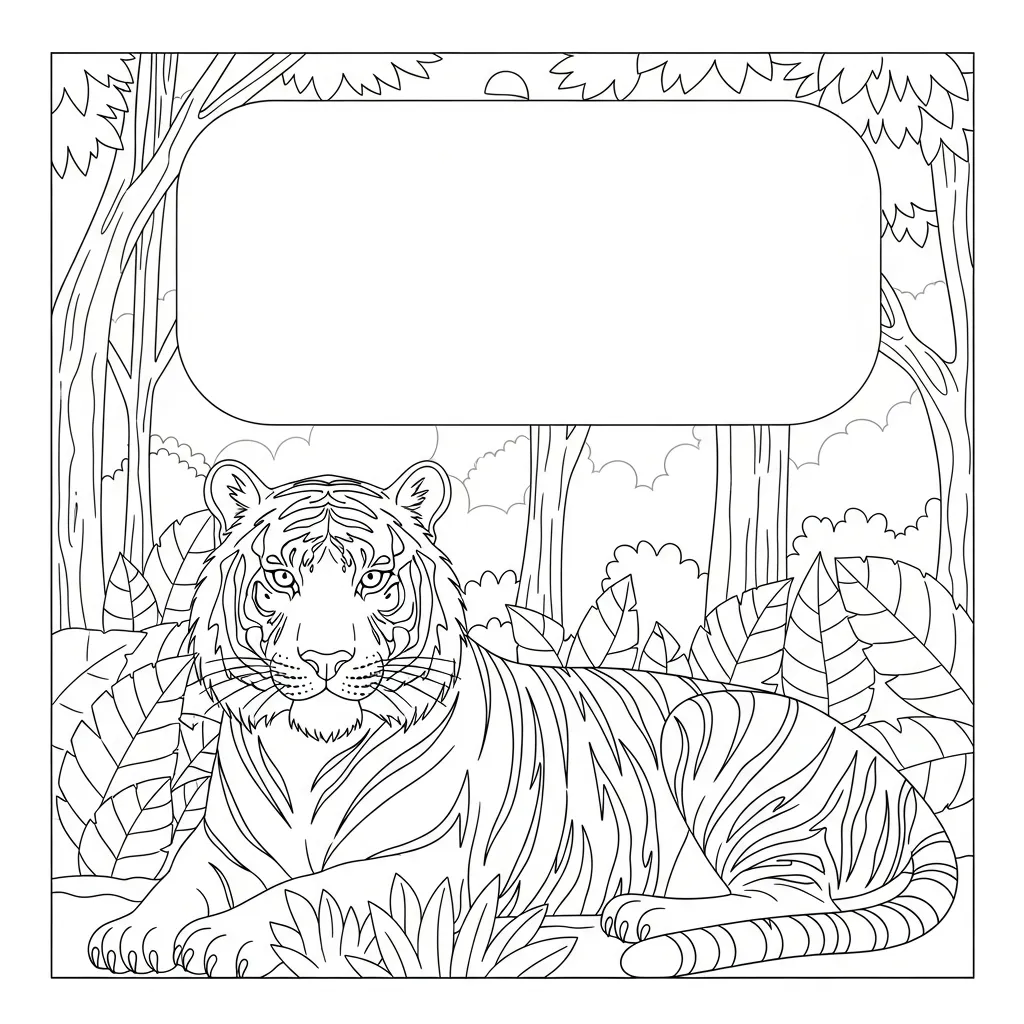 Tiger Resting in Dense Jungle Foliage (2)