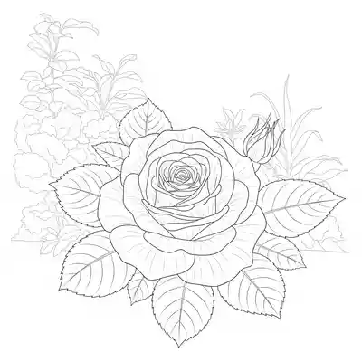Vibrant Rose Bloom in Garden Setting Scene (3)