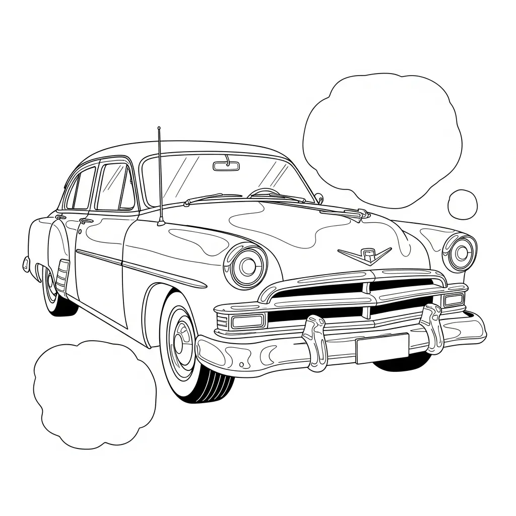 Vintage Car Intricate Coloring Page (2)