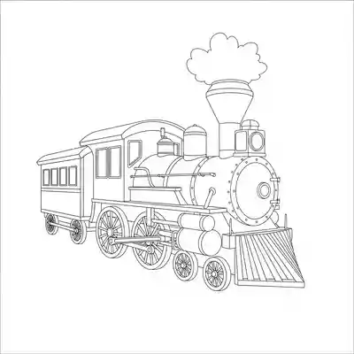 Vintage Toy Train Detailed Coloring Page (1)