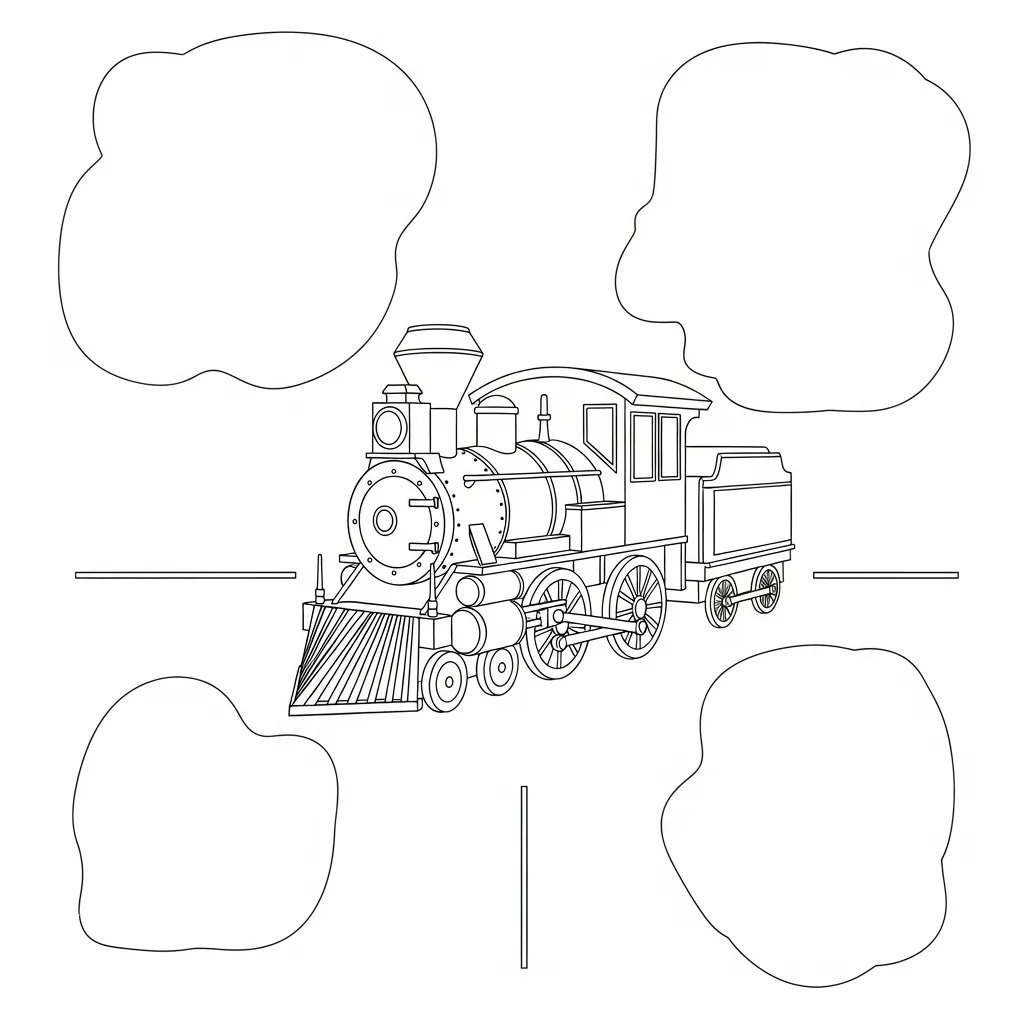Vintage Toy Train Detailed Coloring Page (2)