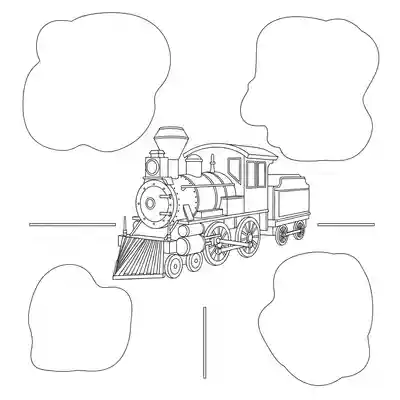 Vintage Toy Train Detailed Coloring Page (2)