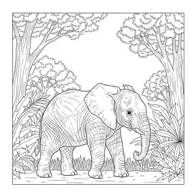 Young Elephant Walking Through Lush Jungle Vegetation (3)