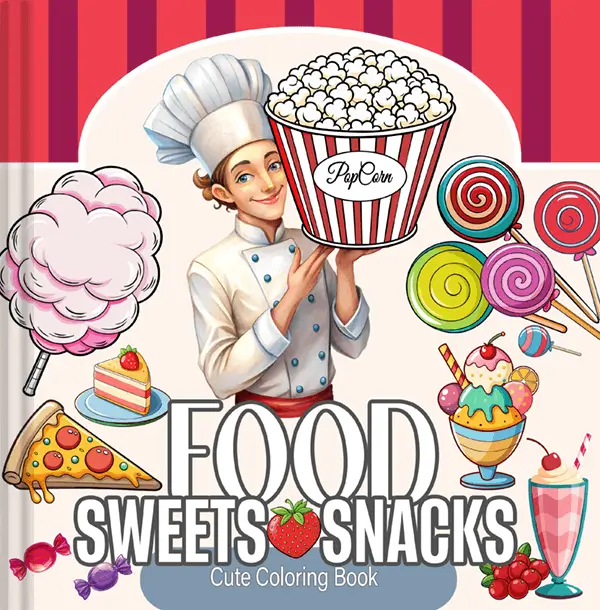 Food Sweets & Snacks Cute Coloring Book